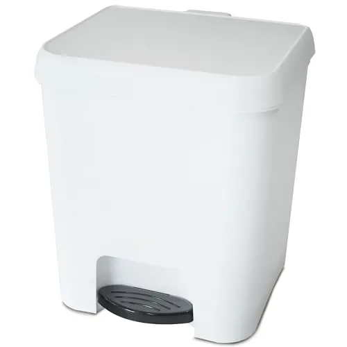 Hummelladen Mülleimer Treteimer 7 Liter eckig 21x23x26cm Weiss Kunststoff Küche Büro Bad Pedaleimer Kosmetikeimer Papierkorb Eimer Abfalleimer Abfallbehälter Mülltonne Müll Mistkübel