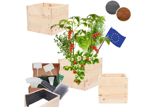 Modo24 Hochbeet aus Massivholz – Höhenverstellbares Kräuterbeet in vielen Größen - Modulares Hochbeet aus hochwertigem Kiefernholz, ideal für jeden Garten. Wählen Sie die Höhe und Farbe nach Ihren Wünschen. Inklusive Schutzfolie und Maulwurfgitter für besten Pflanzenwuchs.