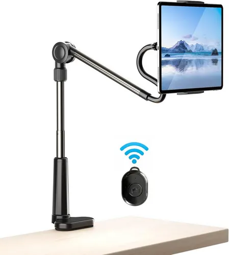 Luckice Handy-Halterung Flexibler Gelenkarm-Handyhalter für Schreibtisch & Bet -360° drehbar, (bis 10,5 Zoll, verstellbar & stabil