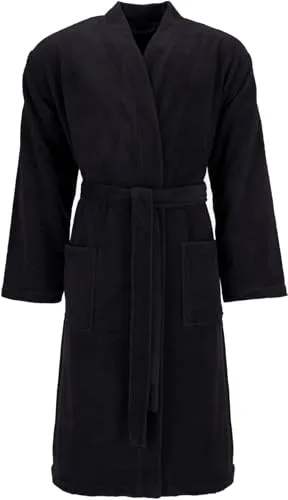 Vossen Cosmo Herrenbademantel Schwarz Größe 52/54 - Hochwertiger Bademantel aus 100% Baumwolle, ideal für Entspannung und Komfort. Perfekt als Geschenk für besondere Anlässe.