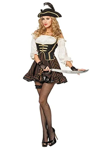 Wilbers Sexy Piratin Damenkostüm Freibeuterin braun-Creme-schwarz 52