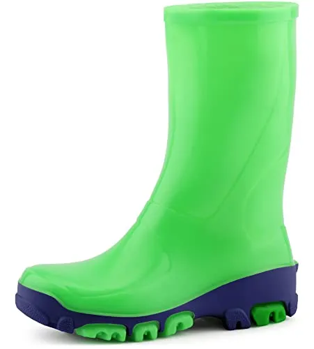 Ladeheid Kinder Mädchen Jungen Gummistiefel Regenschuhe LARB015 (Neongrün Marineblau, 29/30 EU)