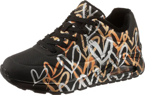 Skechers Damen UNO-METALLIC Love Sneakers, Black, 38 EU - Damen-Sneaker aus hochwertigem Kunstleder mit stylischem Metallic-Finish für einen trendigen Look und optimalen Komfort.