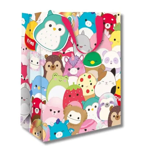 Squishmallows Mädchen Geschenktüte - Ideal für Feiern und Geburtstage für Squishmallow-Fans jeden Alters, Geschenktüte Größe 33 x 26 x 13,5 cm, offiziell lizenziert und verantwortungsvoll