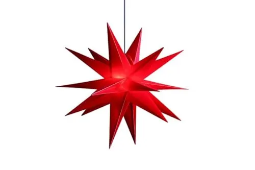 ZICOM LED Riesen Dekostern Weihnachtsstern Stern mit 18 Zacken wetterfest, rot Ø 65cm, Innen und Außen für Weihnachten, Hochzeiten, Party, Dekoration, Geschenkidee, E14 Fassung 230V 50Hz