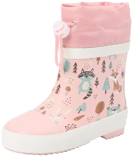 Playshoes Gummistiefel Halbschaft Wald gefüttert in Rosa, Größe 18 - Gummistiefel mit Reflektoren für mehr Sicherheit, ideal für kleine Abenteurer in nassen Bedingungen.
