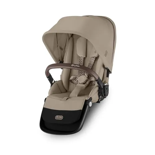 CYBEX Gold Sitzeinheit für Kinderwagen GAZELLE S, Almond Beige - Hochwertige Sitzeinheit für den CYBEX GAZELLE S, um ihn in einen Geschwisterwagen zu verwandeln. Ergonomische Liegeposition und XXL-Sonnenverdeck mit UPF50+ für besten Schutz.