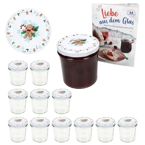 MamboCat 12er Set Sturzglas 350 ml mit Twist-Off-Deckel Candyman eisblau I Einmachgläser + to 82 Deckel + GRATIS Heft I Vorratsgläser einkochen & konservieren