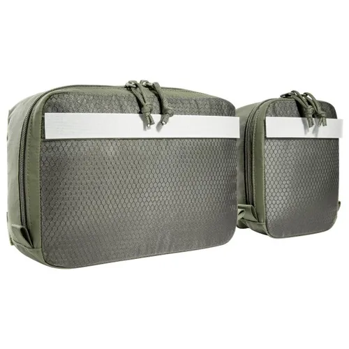 Tasmanian Tiger Multipurpose Pouch Set VL - Aufbewahrungstaschen olive - Packtaschen-Set mit zwei robusten Taschen und transparentem Deckel, ideal für modulare Nutzung in Rucksäcken dank Hakenklett-Rückseite.