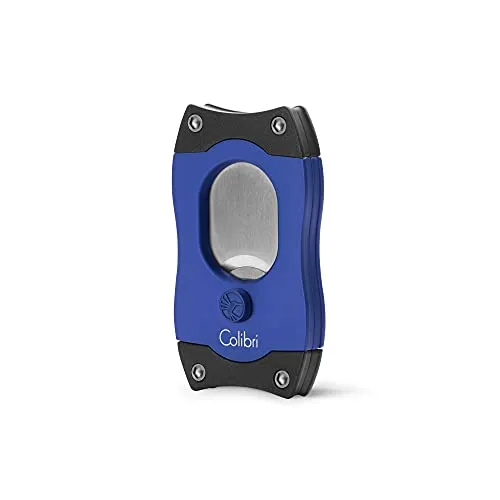 Colibri S-Cut EZ -Zigarrenschneider - Blau - Federauslöser - Bis zu 66 Ringmaß-Zigarren - Ergonomisches Design - Inklusive Geschenkbox