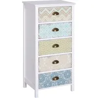 Bunte Kommode mit 5 Schubladen im Shabby Chic, mehrfarbig,HOMCOM