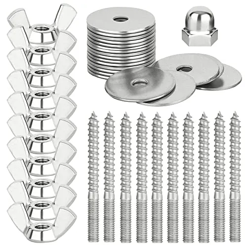 Befestigungsset zum Selbstbau von Sitzstangen / -Brettchen aus Edelstahl für Vögel zur Befestigung am Käfig (Gitter-Gestänge). Für Vogelkäfig und Voliere (40-teilig) (Mit Hutmutter)