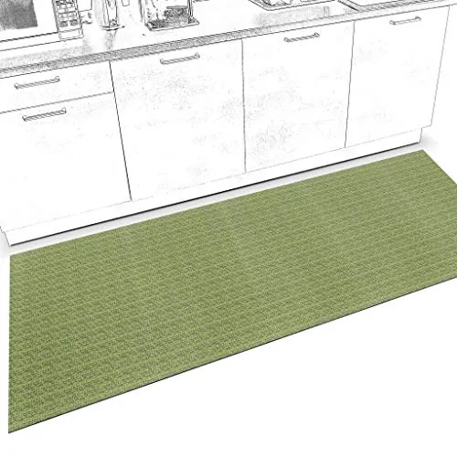 ANRO Läufer Teppich Küchenläufer Weich rutschfest anpassbar Velour Itaca Grün 65x100cm Viele Größen/Muster