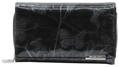 J JONES JENNIFER JONES Geldbörse - Großes Damen Portmonee mit RFID-Schutz und Schmetterlings-Motiv - Elegante Geldbörse aus hochwertigem Echt-Leder mit RFID-Schutz, 12 Kartenfächern und stilvollem Schmetterlings-Motiv – ideal für die modische Frau!