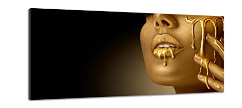 Visario Bild auf Leinwand der deutschen Marke 120 x 40 cm einteilig goldenes Gesicht 5755 Bilder Kunstdrucke Wandbild