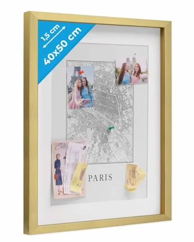 PHOTOLINI 3D Bilderrahmen 40x50 cm Gold, tief zum Befüllen in gold von Photolini