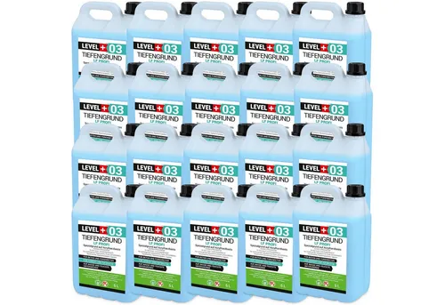 Level+ Tiefengrund Lf Gipsputz Grundierung - 100l - Schnell trocknende Grundierung auf Acrylharzbasis für optimale Haftfestigkeit auf saugfähigen Flächen. Ideal für Innen und Außen, einfach aufzutragen mit Pinsel oder Roller.
