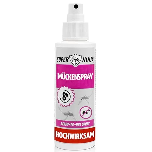 Super Ninja Mückenspray & Zeckenspray 100 ml, Sicher für Kinder & Erwachsene - Hochwirksamer Multi-Insektenschutz, DEET-frei, 8h Schutz gegen Mücken & Zecken, Hautfreundliche zeckenschutz menschen