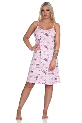 Normann Damen Kurzarm Nachthemd in floralem Schmetterlings Print, Farbe:rosa, Größe:60-62