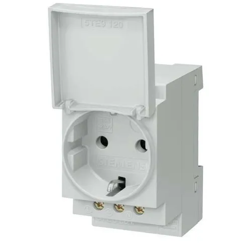 Siemens Hutschienen-Steckdose mit Klappdeckel 5TE6801 Grau von Siemens Dig.Industr. Steckdose Reiheneinbau
