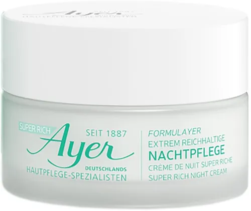 Ayer Formulayer Super Rich Night Creme 50 ml - Nachtpflege für extrem trockene und reife Haut, mit nachhaltigem Moisture-Depot-Effekt und ohne Parabene. Spendet intensive Feuchtigkeit und repariert die Hautbarriere über Nacht.