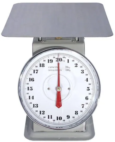 Contacto Küchenwaage bis 20 kg - Küchenwaage mit grau lackiertem Stahlgehäuse und Edelstahl-Plattform, präzise Wägung bis 20 kg in 100 g-Schritten, ideal für präzises Kochen und Backen.