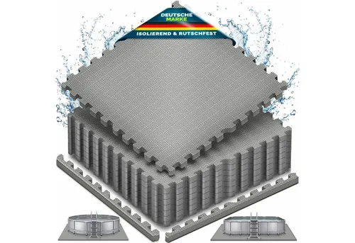 tillvex Pool-Bodenschutzfliese 62,5x62,5cm - Wärmeisolierende Poolunterlage - Die tillvex Pool-Bodenschutzmatte 62,5x62,5cm sorgt für eine stabile Basis für Pools, Planschbecken & Whirlpools. Mit 1 cm Dicke bietet sie Wärmeisolierung und erhöht den Komfort in Ihrem Außenbereich. Einfach zuschneidbar und pflegeleicht.