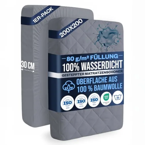 FORMEYA Steppung Matratzenschoner 200x200 in grau von FORMEYA