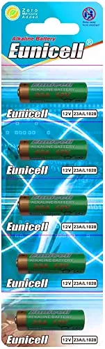 Eunicell 23A Batterie 12V Alkaline, 5er Blisterpack, Hochleistungs-Zelle für Funk-Fernbedienungen, Garagentor-Öffner, Auto-Alarmanlagen – Hohe Spannung & Zuverlässigkeit