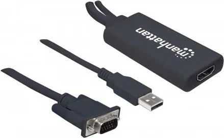 Manhattan VGA zu HDMI Wandler (6.80 cm) - Kompakter Manhattan VGA zu HDMI Wandler (6.80 cm) für die einfache Verbindung von VGA-Geräten mit HDMI-Displays. Ideal für Präsentationen und Home-Entertainment.