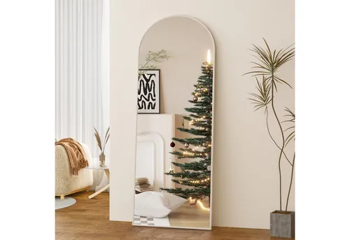 Boromal Ganzkörperspiegel Weiß 150x50cm - Hochwertiger Ganzkörperspiegel mit explosionsgeschütztem Glas und robustem Aluminiumrahmen, vielseitig hängend oder stehend, ideal für jeden Raum.