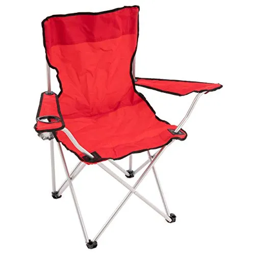 Nexos Trading Angelstuhl Angelhocker Faltstuhl Campingstuhl Klappstuhl mit Armlehne Getränkehalter 86x42x42 cm bis 100 kg belastbar mit Transporttasche (rot)