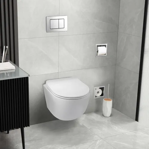Balneo Hänge WC LUNA Spülrandlos 48,5×36,5×36,5 cm WC-Sitz mit Absenkautomatik weiß