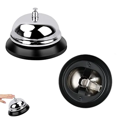 Stück Tischglocke Edelstahl Tischklingel Rezeptionsklingel Metall Chrom Service Glocke mit klarem Klang Für Küche Restaurant Hotel Bar (Silber) 2