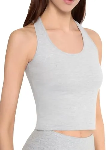 MARILYN Damen Tanktop Ärmellos Baumwolle Oberteile Frauen Unterhemden M Grau Melange