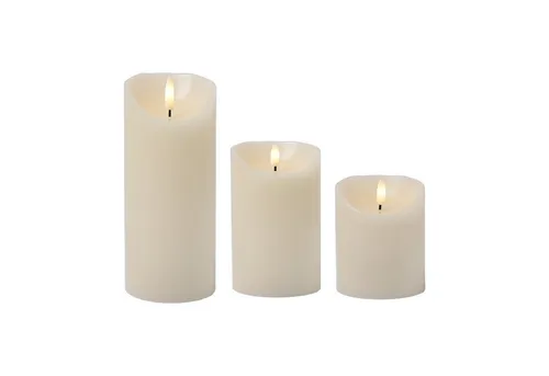 Marrakesch Orient & Mediterran Interior LED-Kerze 3er Set Vintage LED-Kerze Echtwachs Tischdeko aus Wachs 7,5-15 cm (3-tlg), Handarbeit