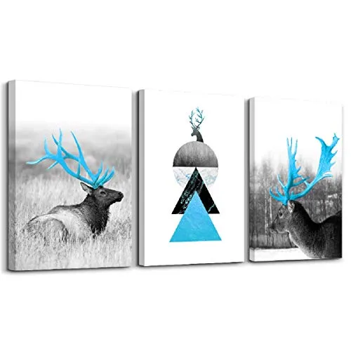 Visario Bild 120x80 cm gerahmt Hirsch Bilder auf Leinwand Markenware Kunstdrucke 4409