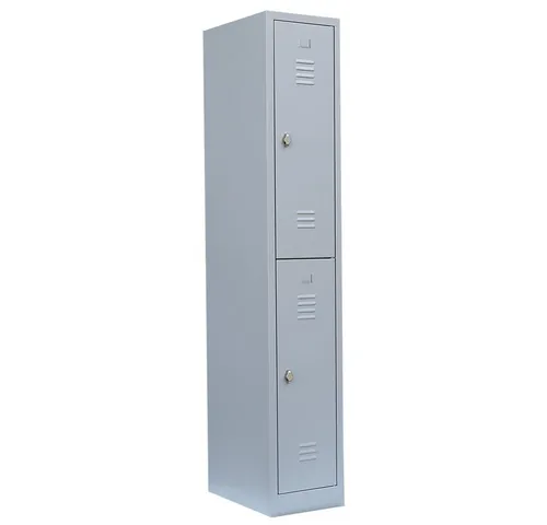 Steelboxx Doppelstöckiger Garderobenschrank 180x31,5x50cm - Hochwertiger Stahl-Spind, komplett montiert und sofort einsatzbereit! Bietet zwei Fächer mit Kleiderstange und Haken. Ideal für Umkleideräume!