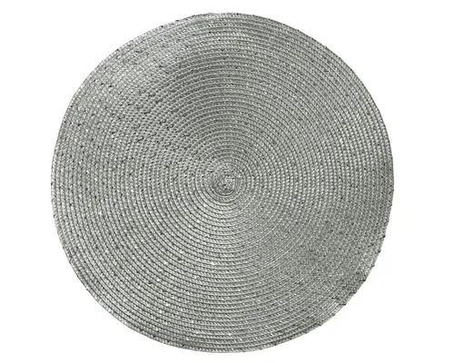 Kaemingk Platzset, Tischset rund 38cm Kunststoff 1 Stück Silber