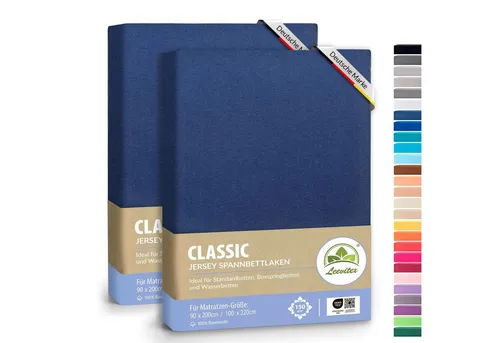 leevitex® Spannbettlaken Spannbettlaken, Mako-Jersey, Gummizug: rundum, (2 Stück), OEKO-TEX® STANDARD 100 zertifiziert