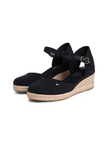 Tommy Hilfiger Damen Mid Wedge Espad Closed Toe Fw0fw09233 Keil-Espadrilles, Schwarz, 35 EU - Elegante Keil-Espadrilles von Tommy Hilfiger, ideal für stilvolle Auftritte. Nachhaltige Produktion sorgt für ein gutes Tragegefühl und zeitloses Design.