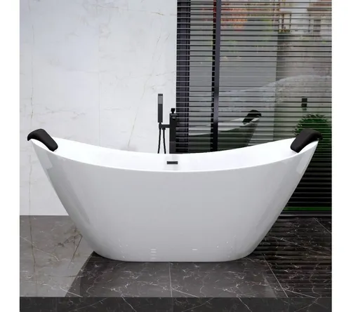 KOLMAN Rundwanne Freistehende Badewanne IVAR 180x80 + Kopfstütze KODI