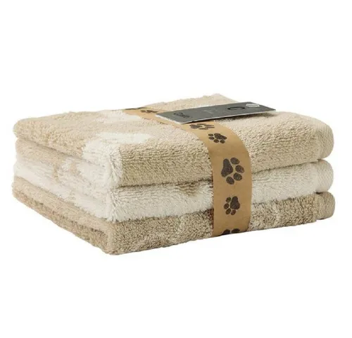 Cawö Badetücher Seifenlappen kleine Handtücher We love Dogs Natur Beige (30x30cm) (3er