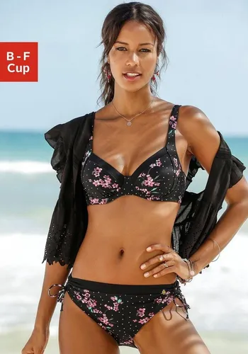 Lascana Damen Bügel-Bikini - Bikini-Sets für Damen mit modischem Blumen- und Punktprint, verstellbaren Trägern und seitlich raffbarer Hose für optimalen Tragekomfort.