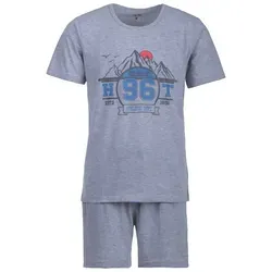 Henry Terre Schlafanzug Pyjama Set Shorty - Colorado 96 grau 4XL