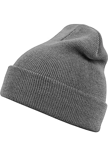 MSTRDS Unisex Strickmütze Basic Flap Beanie - einfarbige, neutrale Wintermütze für Damen und Herren ohne Druck und Stick, ohne Logo - Farbe darkgrey, Größe one size