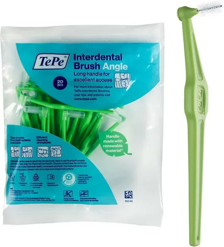 TePe Interdentalbürsten Angle Grün 0,8 mm, ISO 5, 20-Pack, Langer, flacher Griff