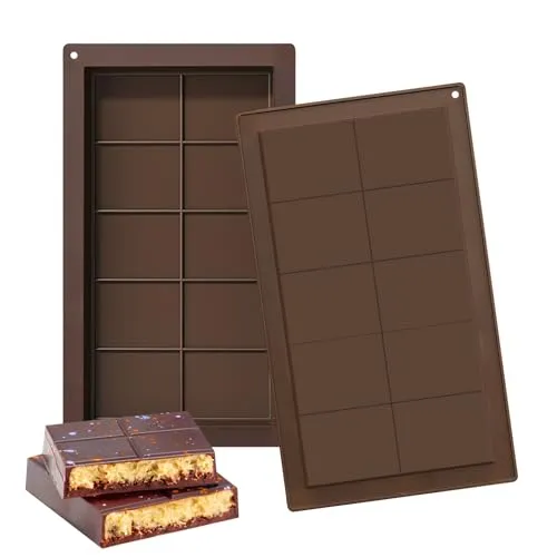 Horuili® Silikon-Schokoladenform, 2 Stück Silikonform, Tief Schokoladentafel Silikonform, Silikon-Tiefschokoladenform, für Backen von Schokoladenkonfekt und zum Verzieren von Kuchen