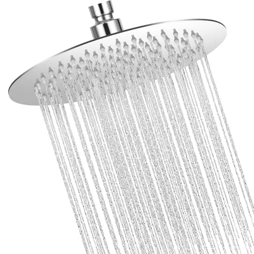 TIDEVAN 8 Zoll(20cm) Regenbrause, Fester Duschkopf Regendusche 304 Regendusche Duschkopf Kopfbrause Dusche Kopfbrause 360° Verstellbar Duschkopf Regendusche mit Selbstreinigenden Düsen (Silber)