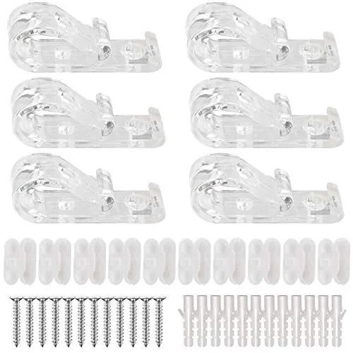 Rybtd 6 Stück Römische Vorhänge Rollo Vorhang Klar P Clip Haken 10 Stück Kugelketten Clip Verbinder mit 12 Schrauben und 12 Kunststoffsäulen für Vertikale Raffrollos Ball Kette Kontrolle